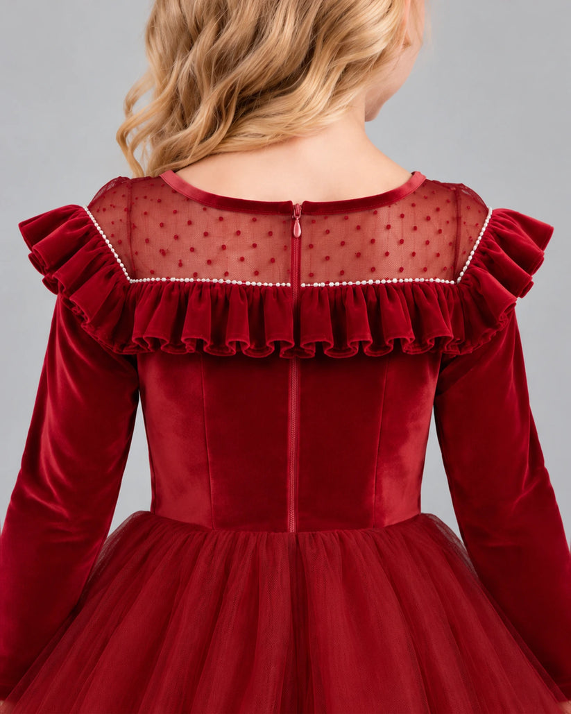 Burgundy Ball Gown Girls Formal Dress Back_Detail [Shared]