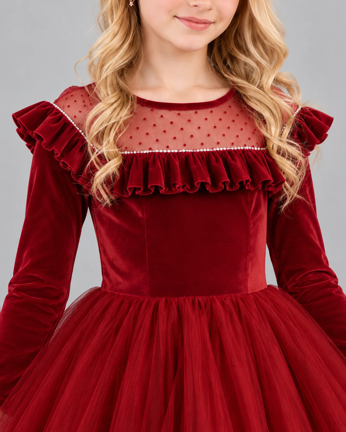 Burgundy Ball Gown Girls Formal Dress Detail [Shared]