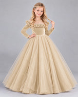 Champagne Ball Gown Girls Formal Dress Front