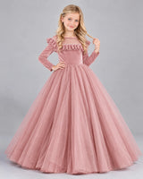 Dusty Rose Ball Gown Girls Formal Dress Front