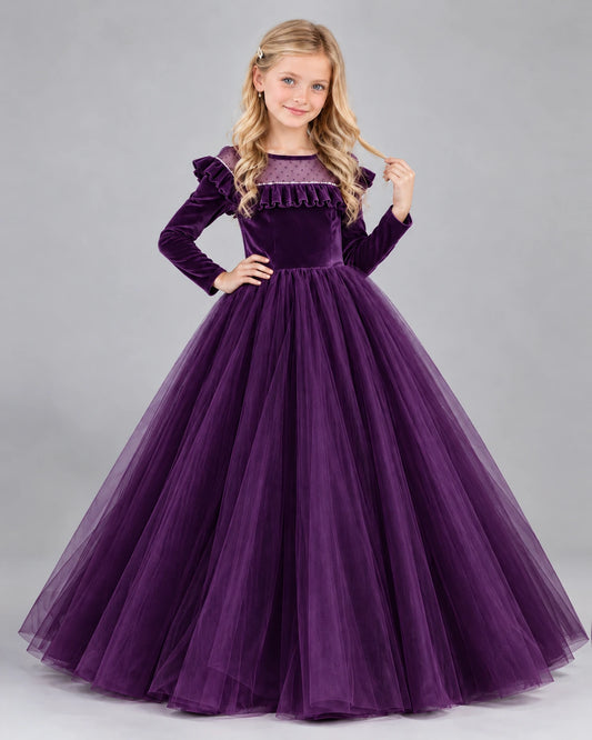 Purple Ball Gown Girls Formal Dress Front