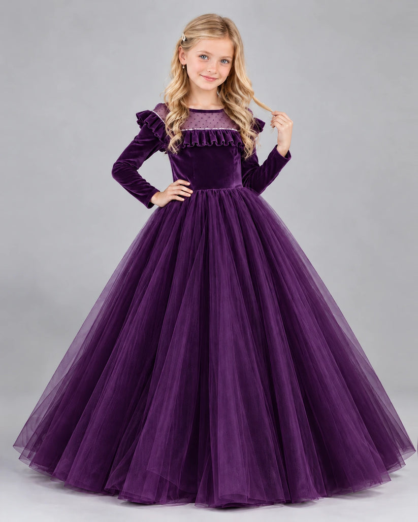 Purple Ball Gown Girls Formal Dress Front