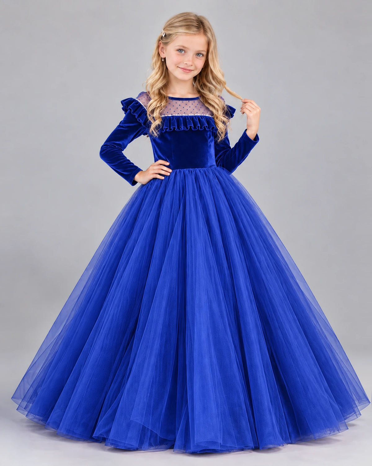 Royal Blue Ball Gown Girls Formal Dress Front