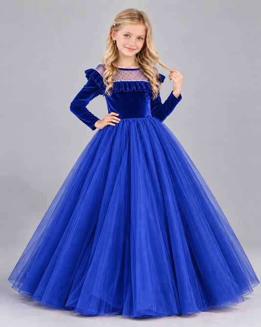Royal Blue Ball Gown Girls Formal Dress Front
