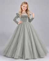 Silver Ball Gown Girls Formal Dress Front