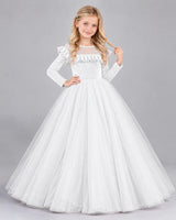 White Ball Gown Girls Formal Dress Front