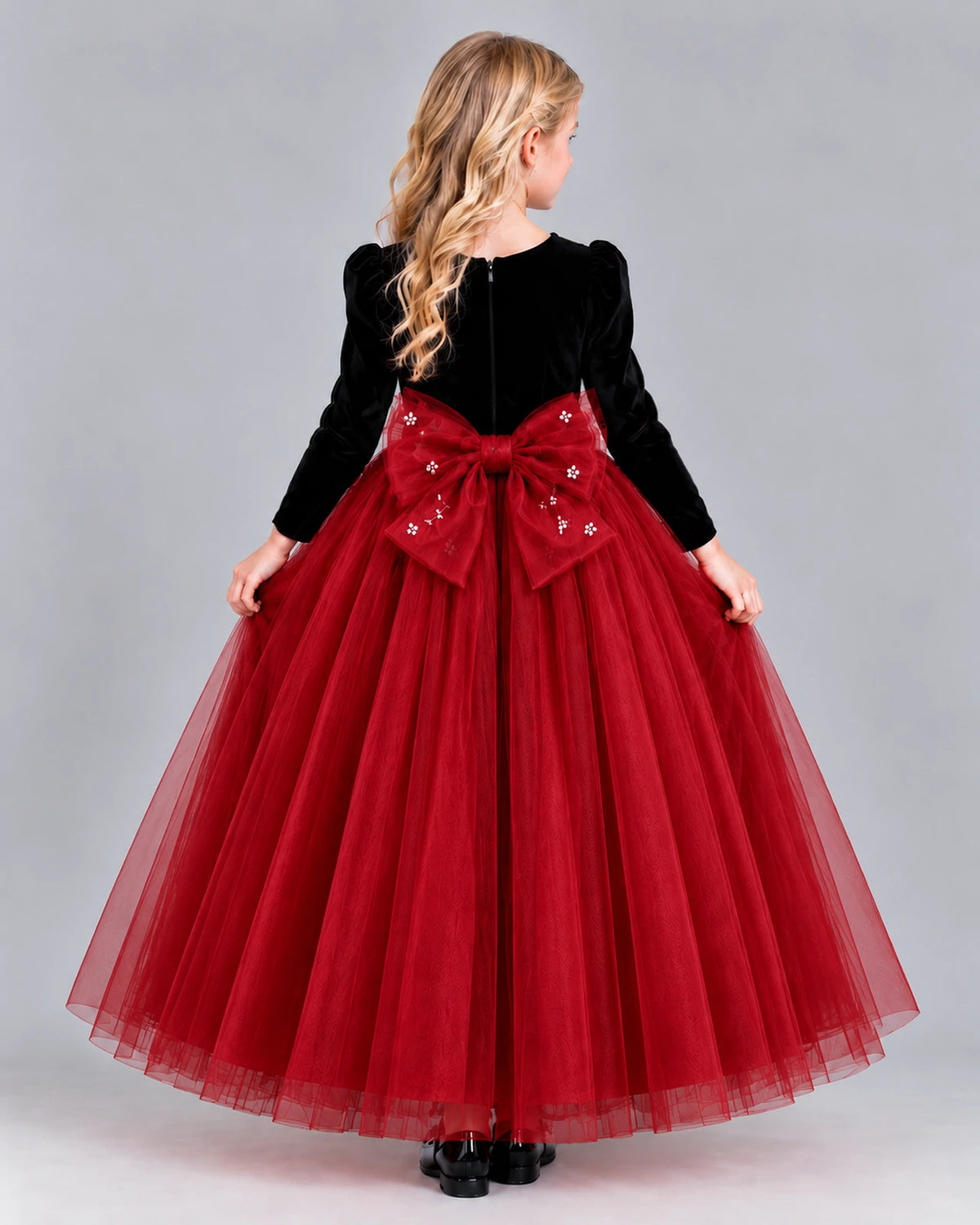 Red Ball Gown Girls Formal Dress Back [Shared]