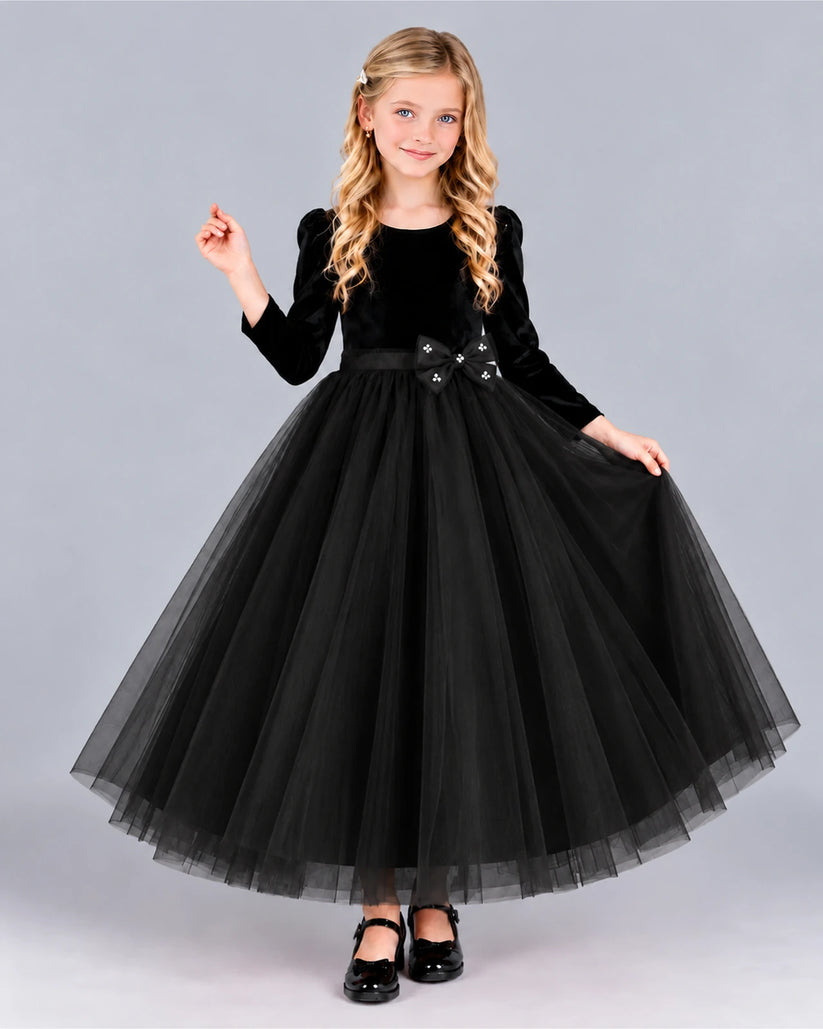 Black Ball Gown Girls Formal Dress Front
