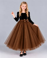 Chocolate Ball Gown Girls Formal Dress Front