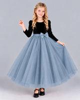 Dusty Blue Ball Gown Girls Formal Dress Front