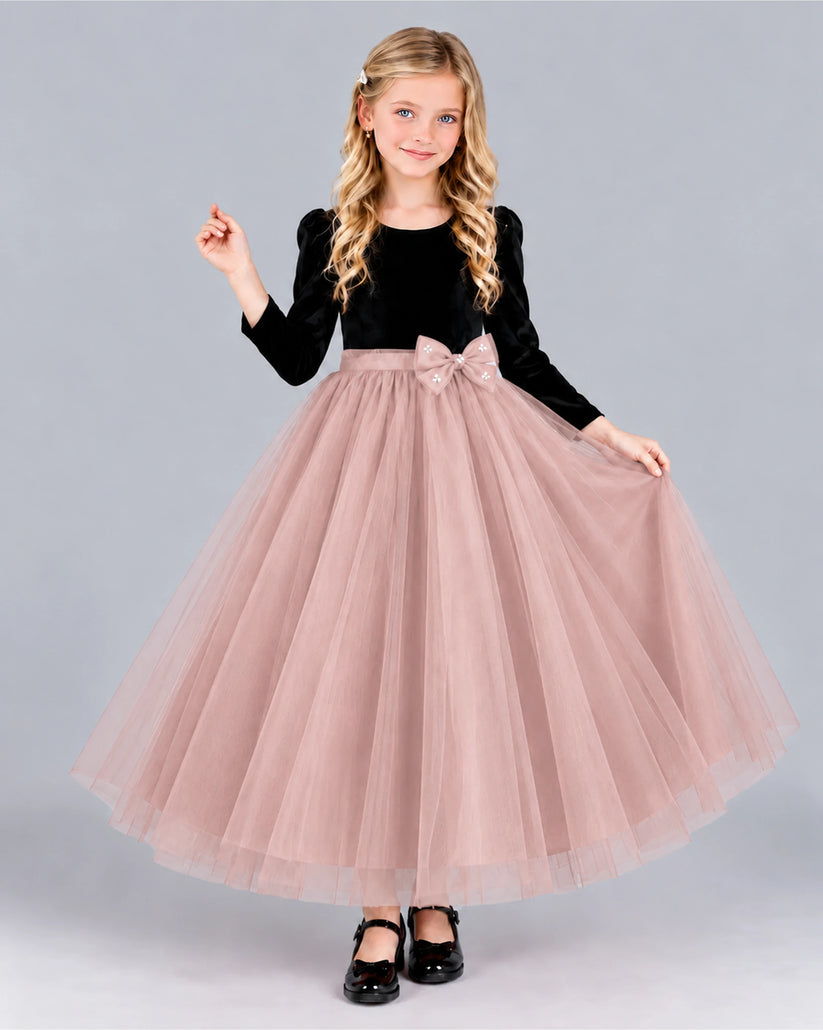 Dusty Rose Ball Gown Girls Formal Dress Front
