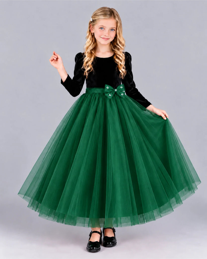 Emerald Green Ball Gown Girls Formal Dress Front