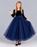 Navy Blue Ball Gown Girls Formal Dress Front