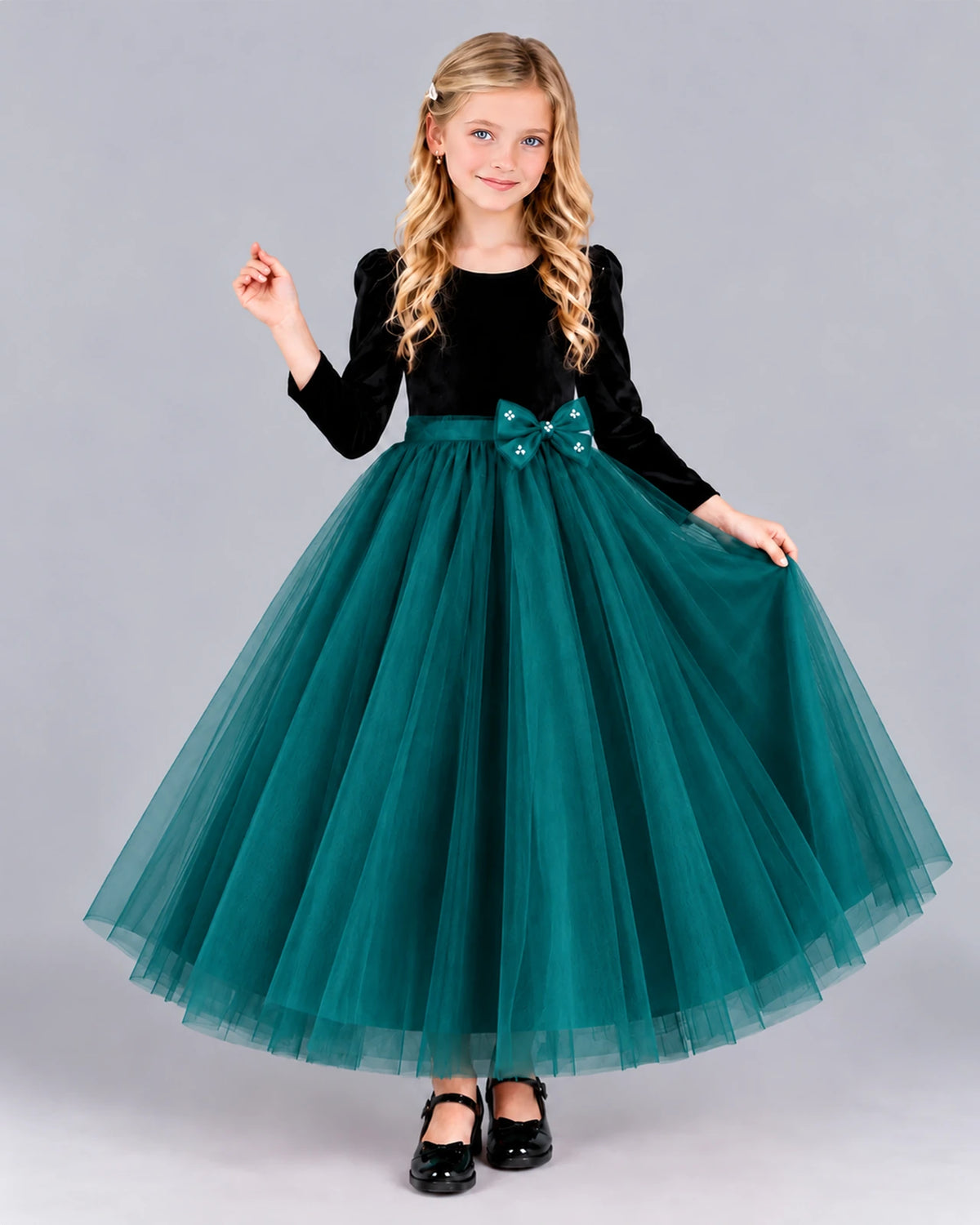 Peacock Ball Gown Girls Formal Dress Front