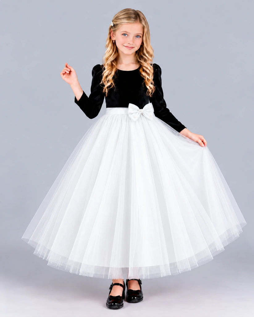 White Ball Gown Girls Formal Dress Front
