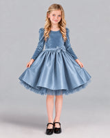 Dusty Blue A-line Girls Formal Dress Front