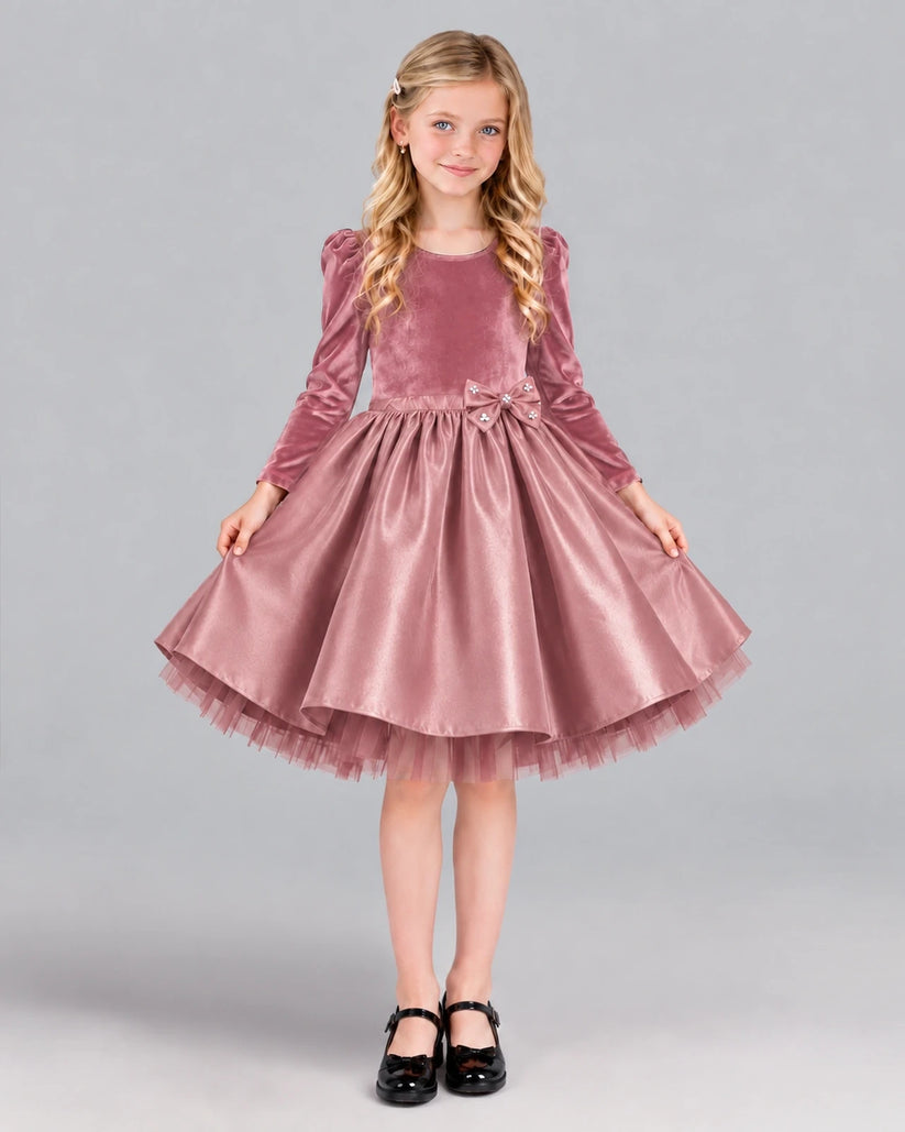 Dusty Rose A-line Girls Formal Dress Front