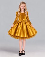 Gold A-line Girls Formal Dress Front