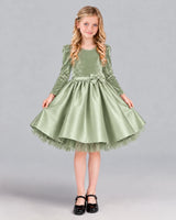 Sage Green A-line Girls Formal Dress Front