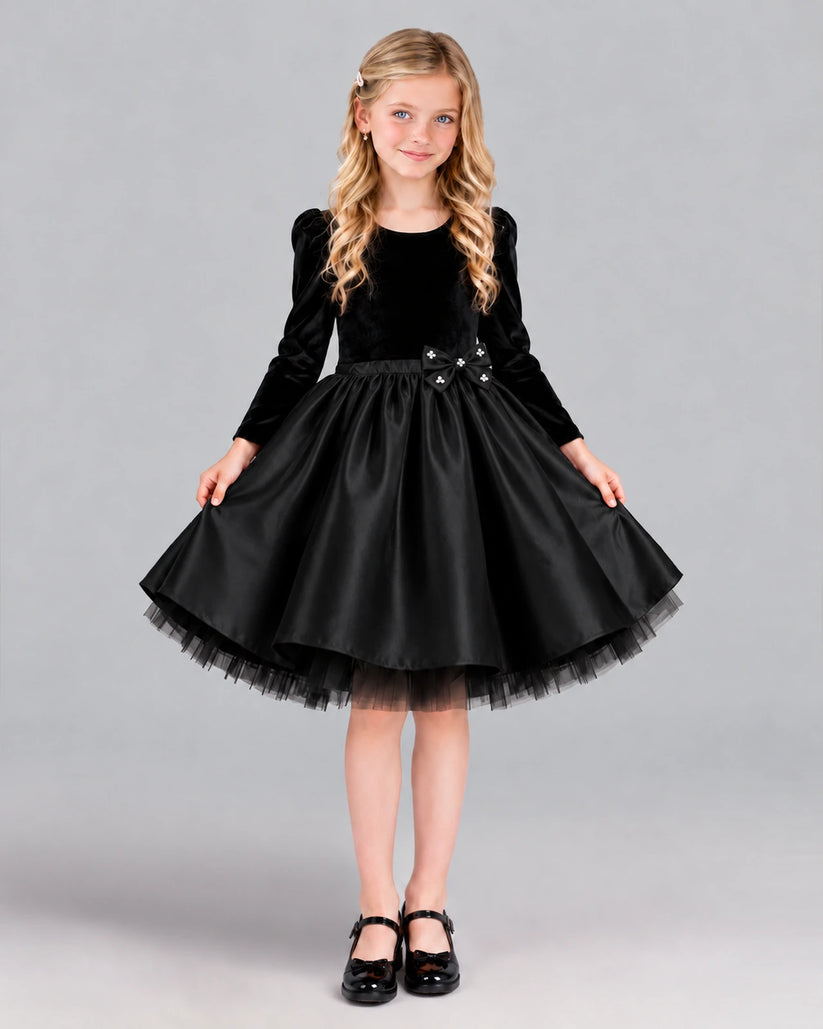 Black A-line Girls Formal Dress Front