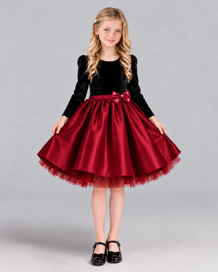 Burgundy A-line Girls Formal Dress Front