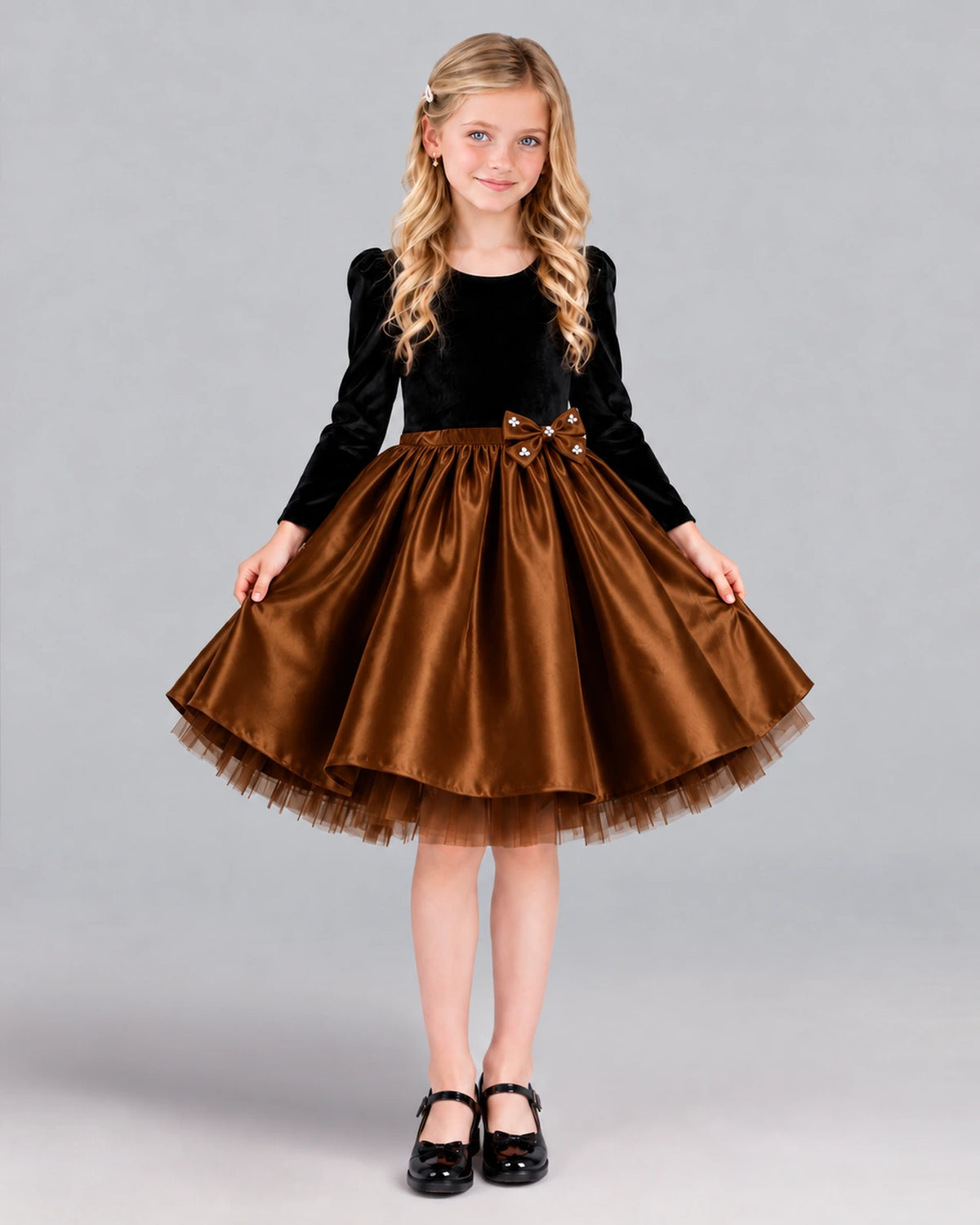 Chocolate A-line Girls Formal Dress Front