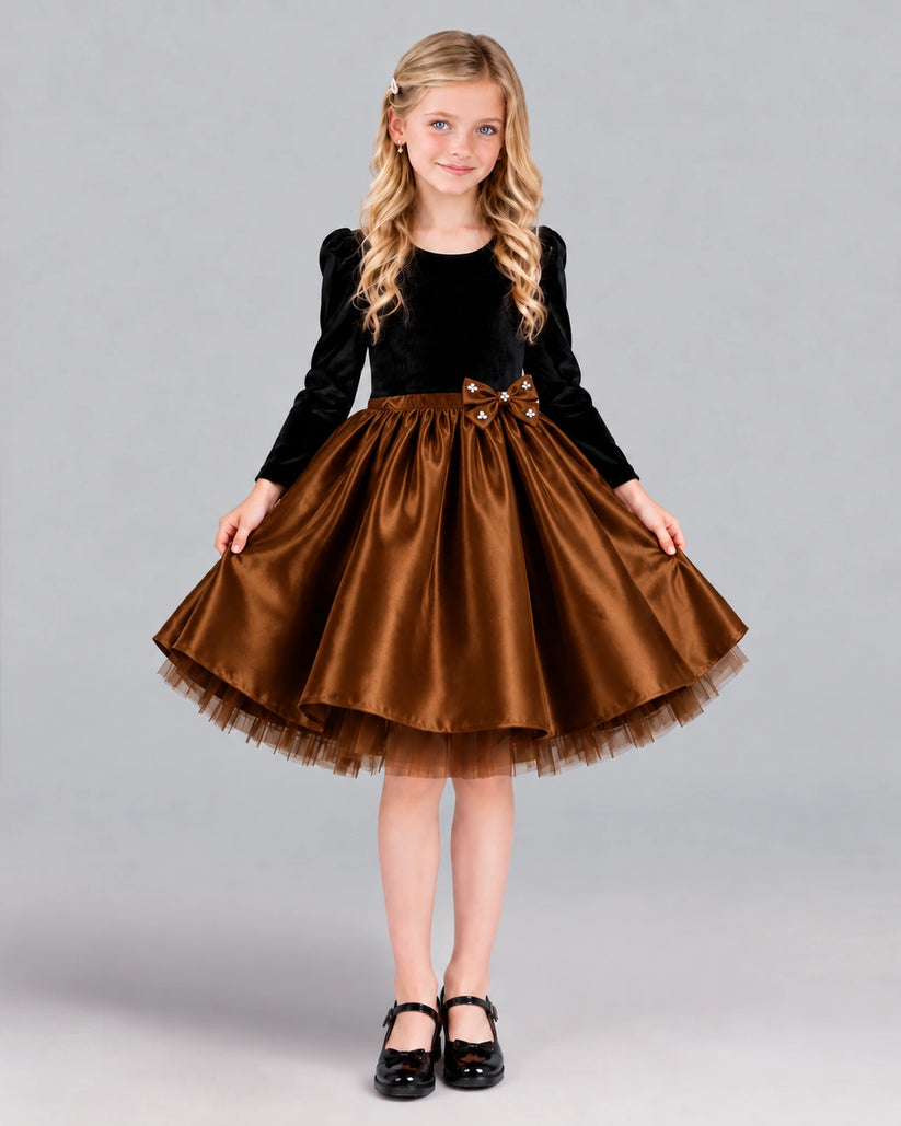 Chocolate A-line Girls Formal Dress Front
