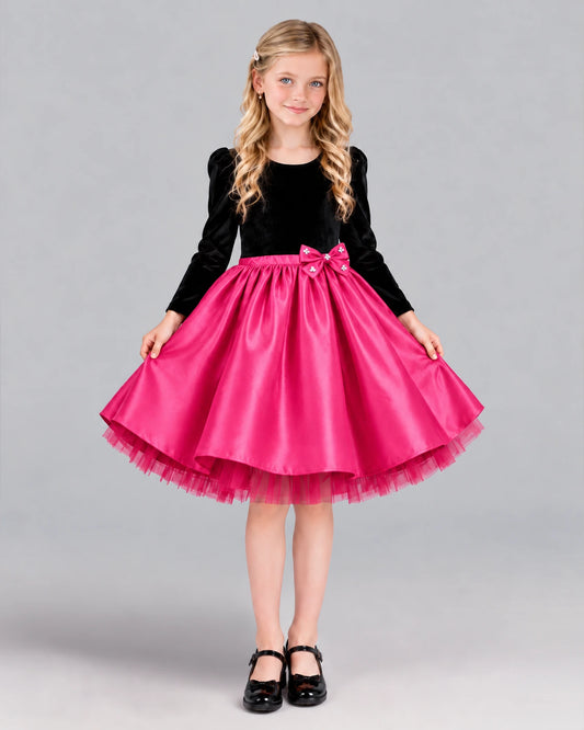 Hot Pink A-line Girls Formal Dress Front