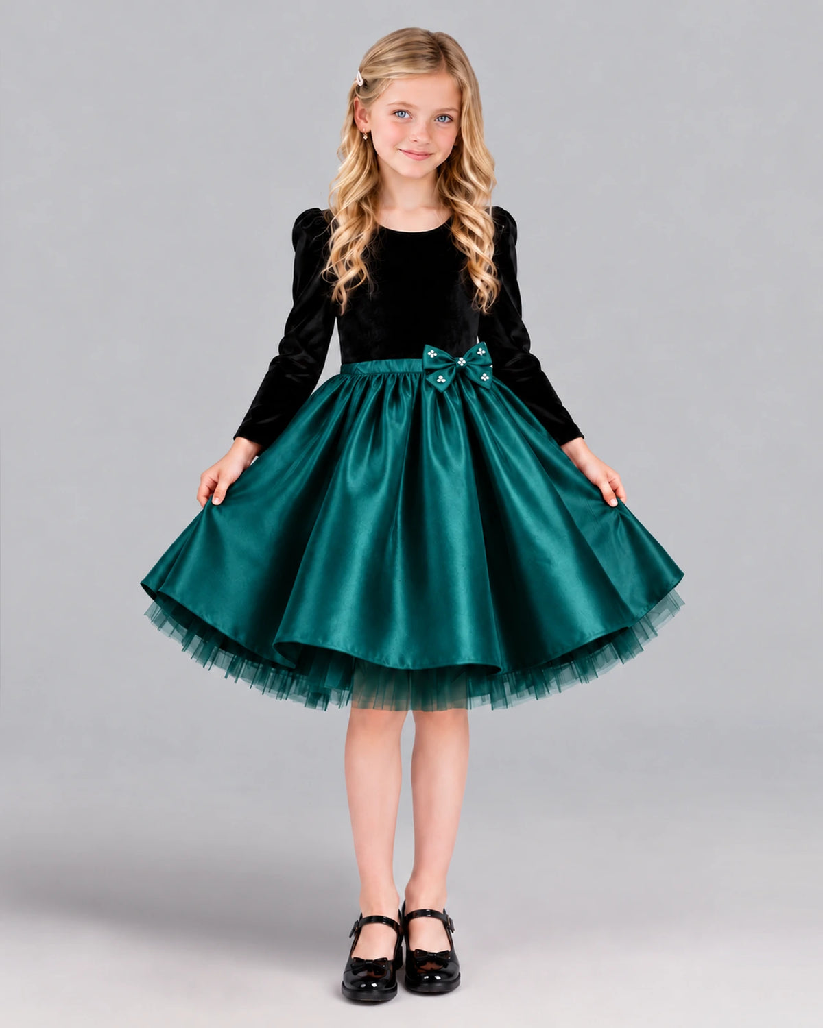 Peacock A-line Girls Formal Dress Front