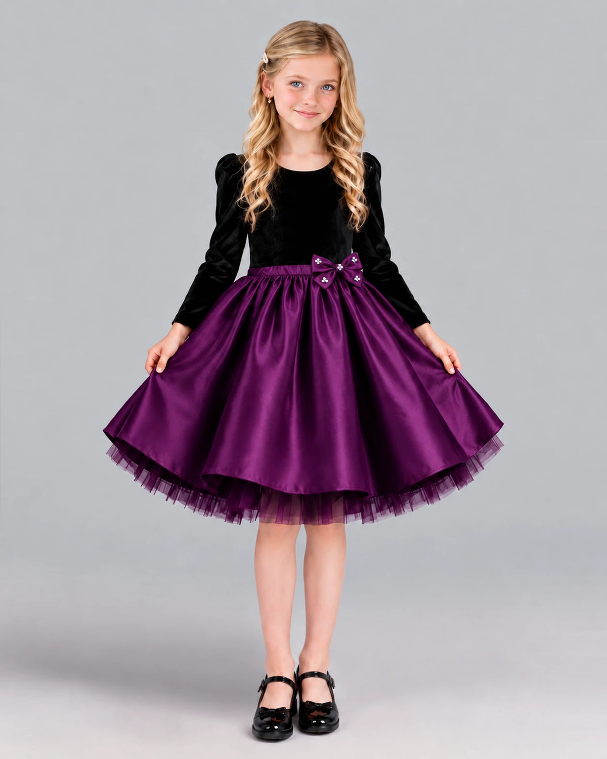 Purple A-line Girls Formal Dress Front