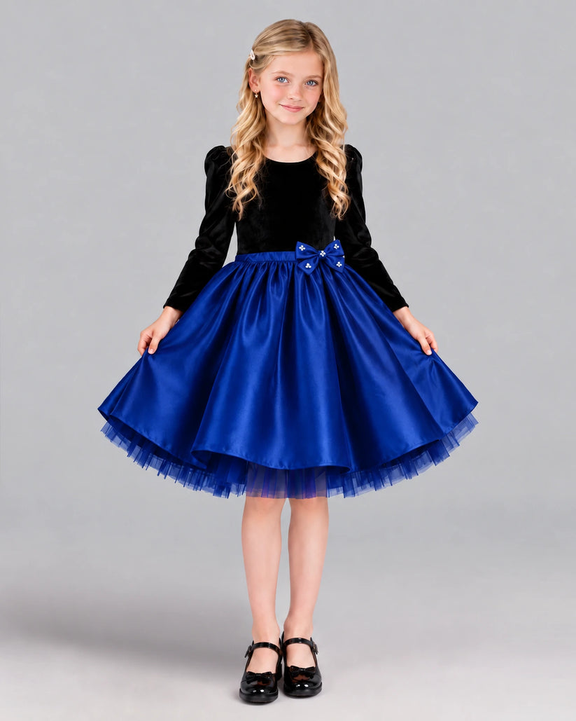 Royal Blue A-line Girls Formal Dress Front