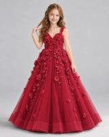Burgundy Ball Gown Girls Formal Dress Front