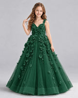 Dark Green Ball Gown Girls Formal Dress Front