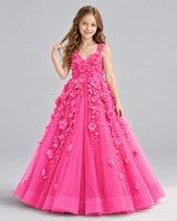 Hot Pink Ball Gown Girls Formal Dress Front