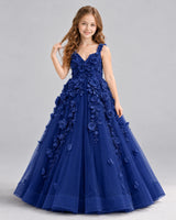 Navy Blue Ball Gown Girls Formal Dress Front