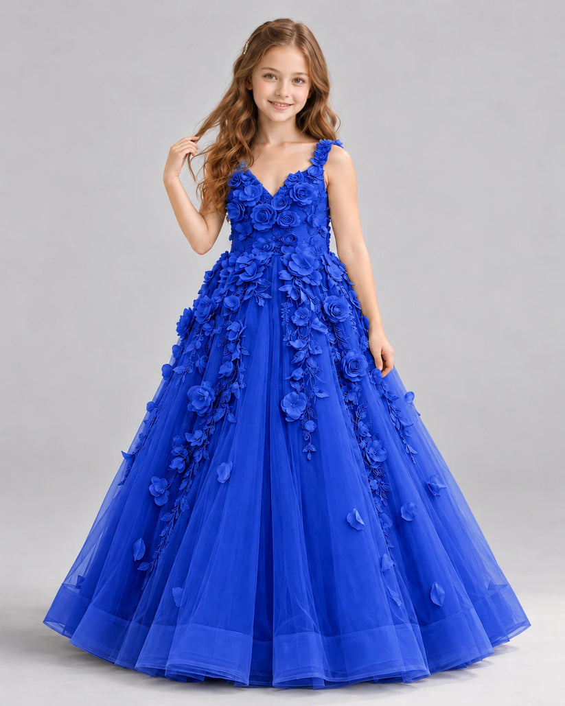 Royal Blue Ball Gown Girls Formal Dress Front