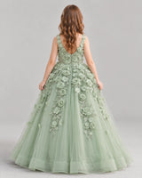 Sage Green Ball Gown Girls Formal Dress Back [Shared]