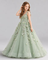 Sage Green Ball Gown Girls Formal Dress Side [Shared]