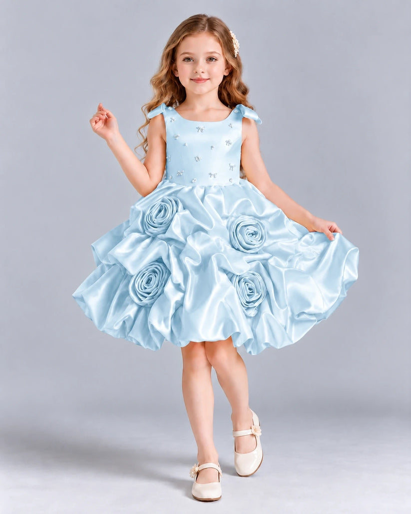 Baby Blue Ball Gown Girls Formal Dress Front