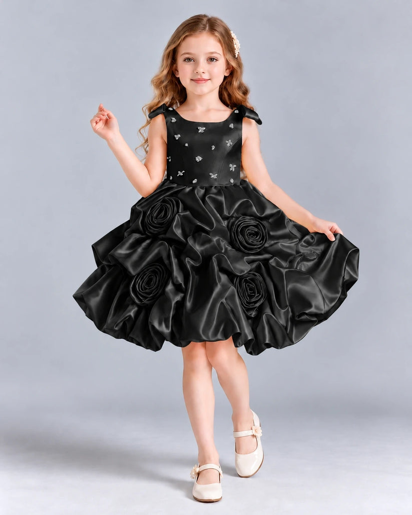 Black Ball Gown Girls Formal Dress Front
