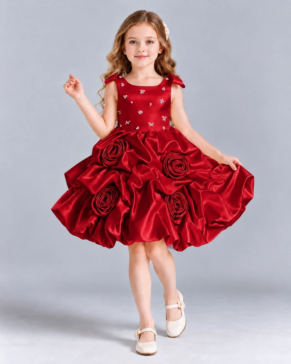 Burgundy Ball Gown Girls Formal Dress Front