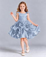 Dusty Blue Ball Gown Girls Formal Dress Front