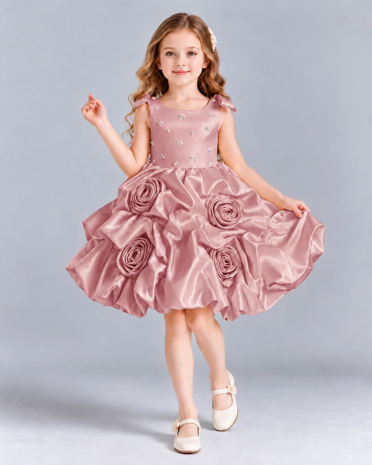 Dusty Rose Ball Gown Girls Formal Dress Front