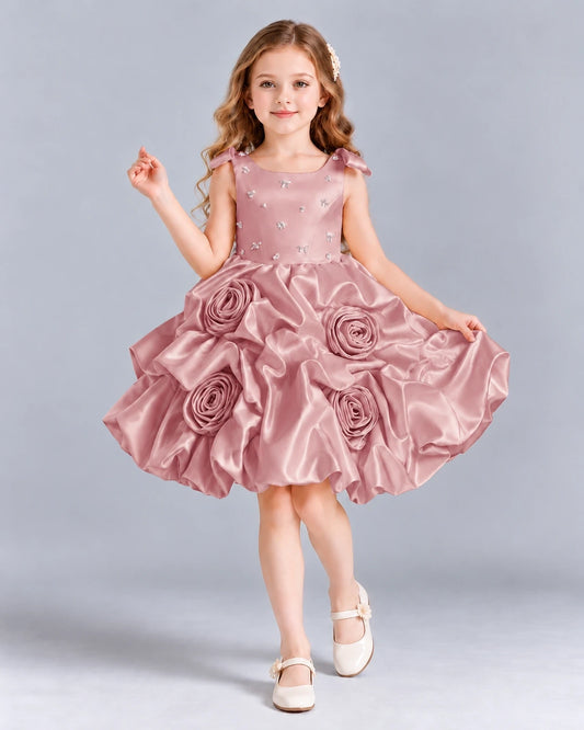 Dusty Rose Ball Gown Girls Formal Dress Front