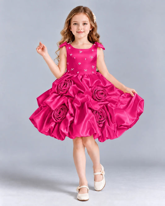 Hot Pink Ball Gown Girls Formal Dress Front