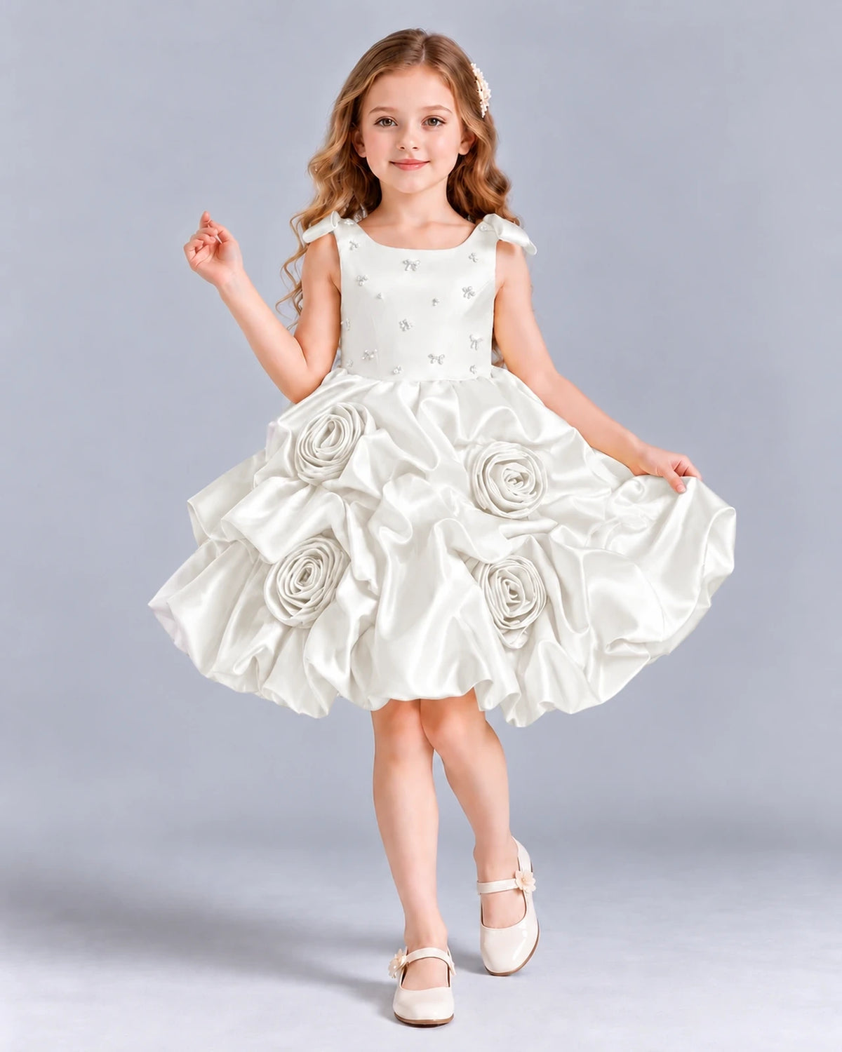 Ivory Ball Gown Girls Formal Dress Front