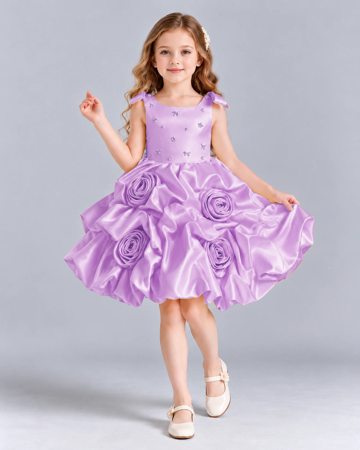 Lilac Ball Gown Girls Formal Dress Front