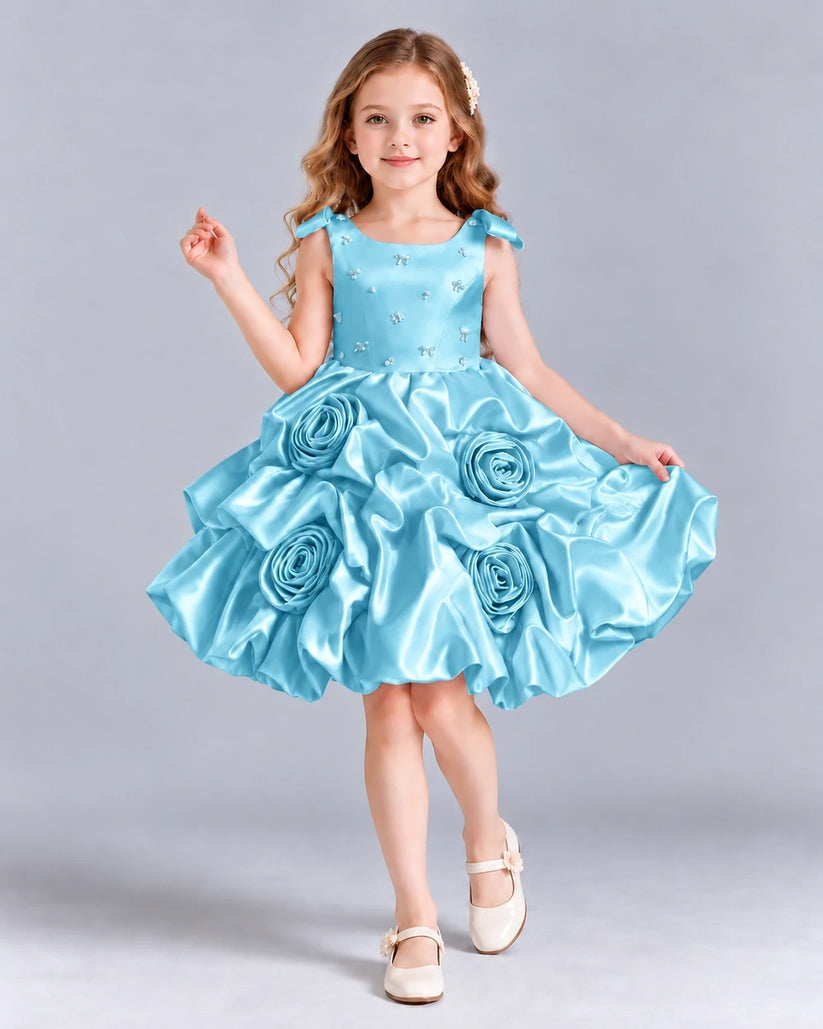 Sky Blue Ball Gown Girls Formal Dress Front