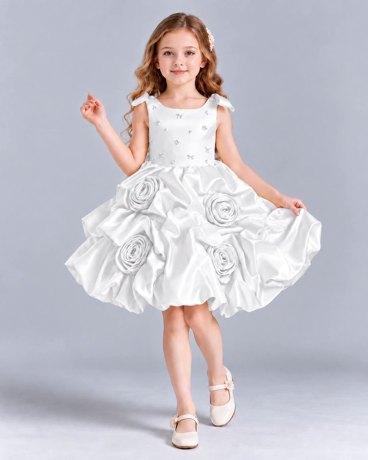White Ball Gown Girls Formal Dress Front