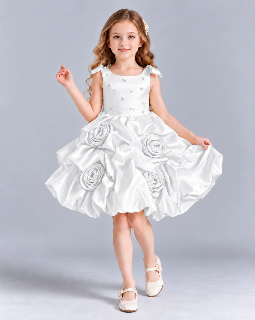 White Ball Gown Girls Formal Dress Front
